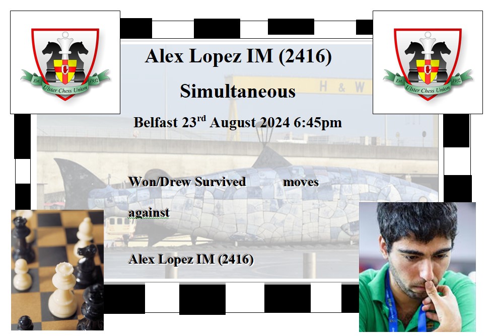 The Annual UCU Simultaneous - Alex Lopez IM scores 23 1/2 out of 24.