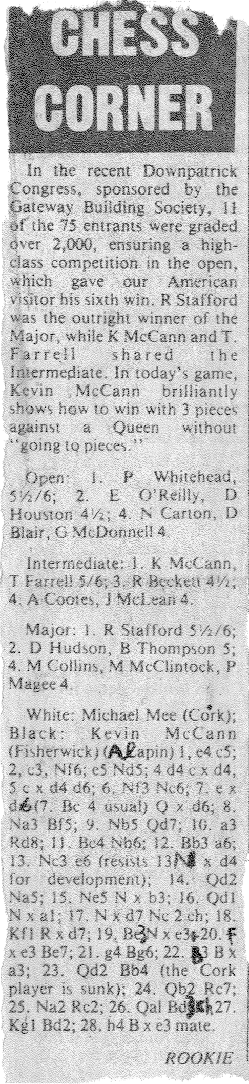 Downpatrick Congress Results