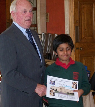 Raghav Gupta receives award from Kieran McCarthy