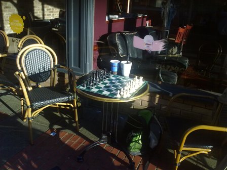 Cafe chess fun and social - a table waiting for you....at Cafe Nero