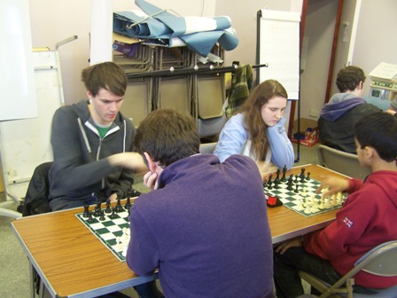 Calum Leitch and Karina Kruk concentrating on the game