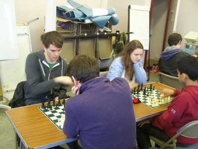 Calum Leitch and Karina Kruk concentrating on the game