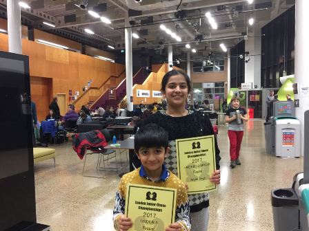Aaditya and Anjali travel to the London Junior Chess Championship