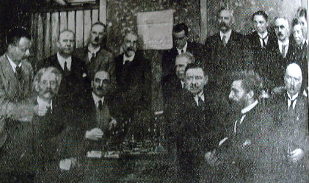 Photograph taken before the commencement of the first Belfast -v- Dublin Inter-City Match on 6th February 1926